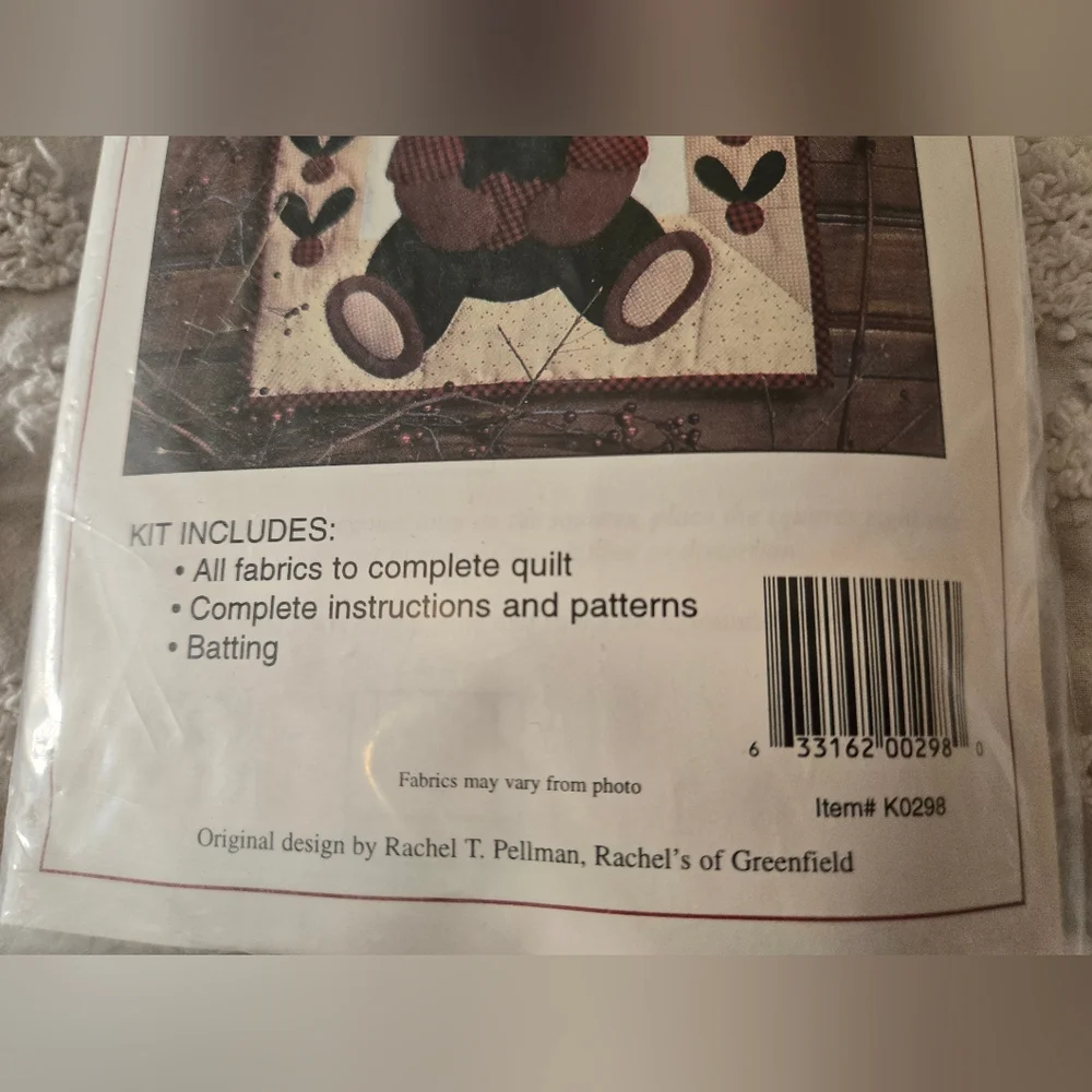 Wallhanging Quilt Kit Beary Patch Winter Bear 13×15 Complete Kit NOS NIP